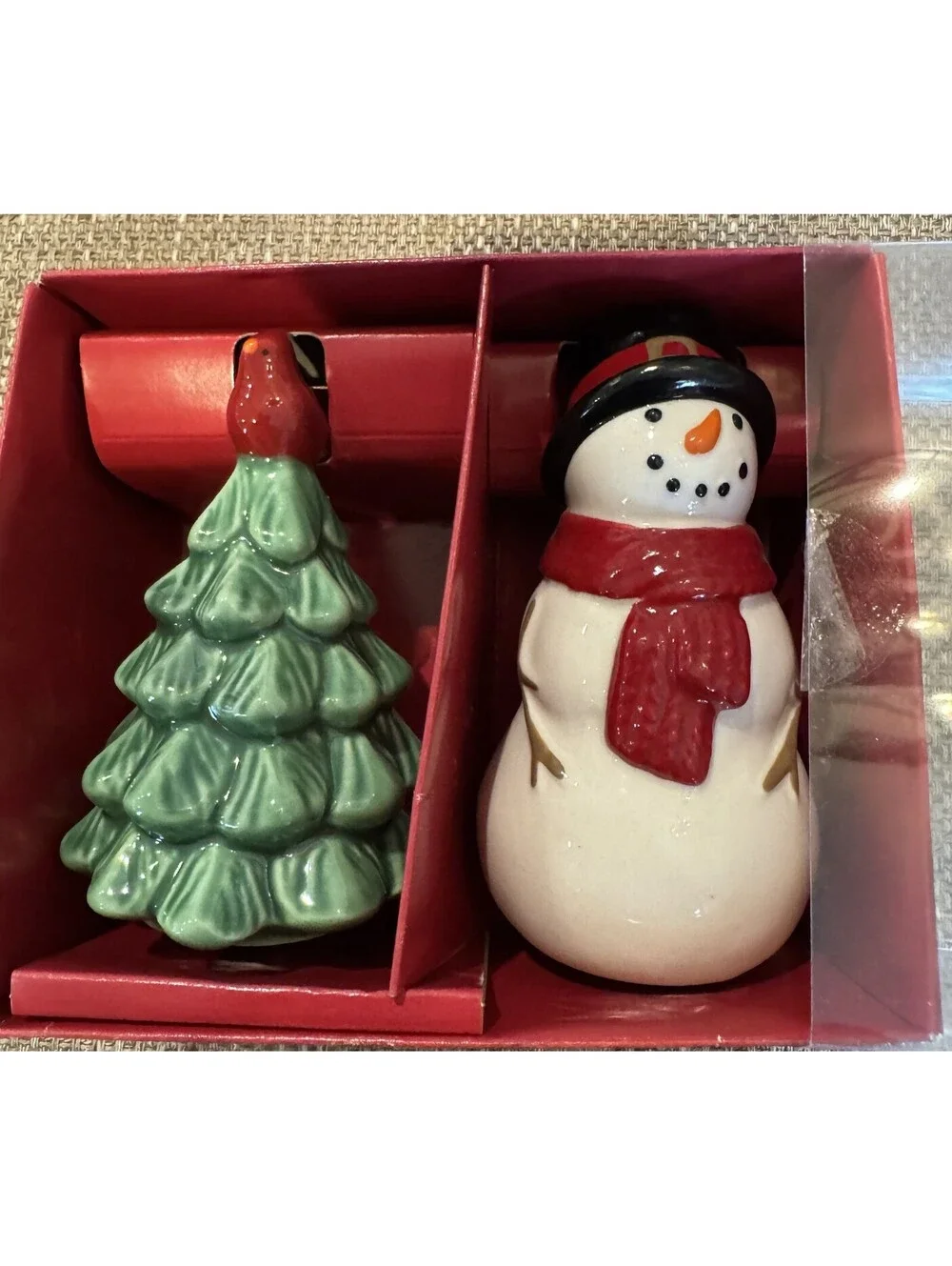 St Nicholas Square Christmas Tree & Snowman Salt & Pepper Shaker Set